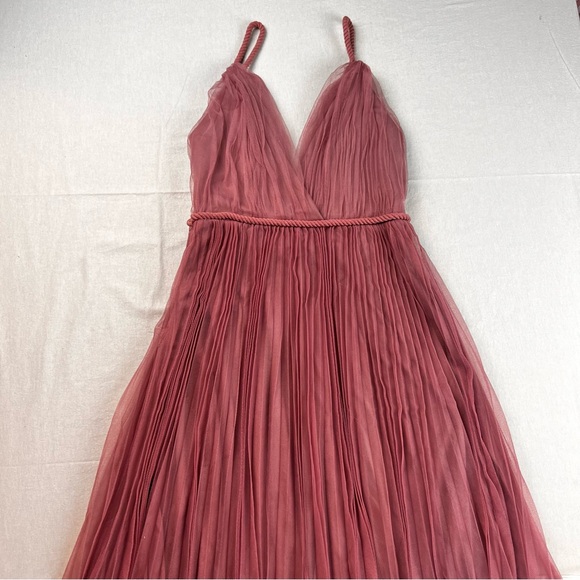 Lulus Sweet Goddess Mauve Mesh Pleated Sleeveless Midi Dress M - Picture 3 of 8